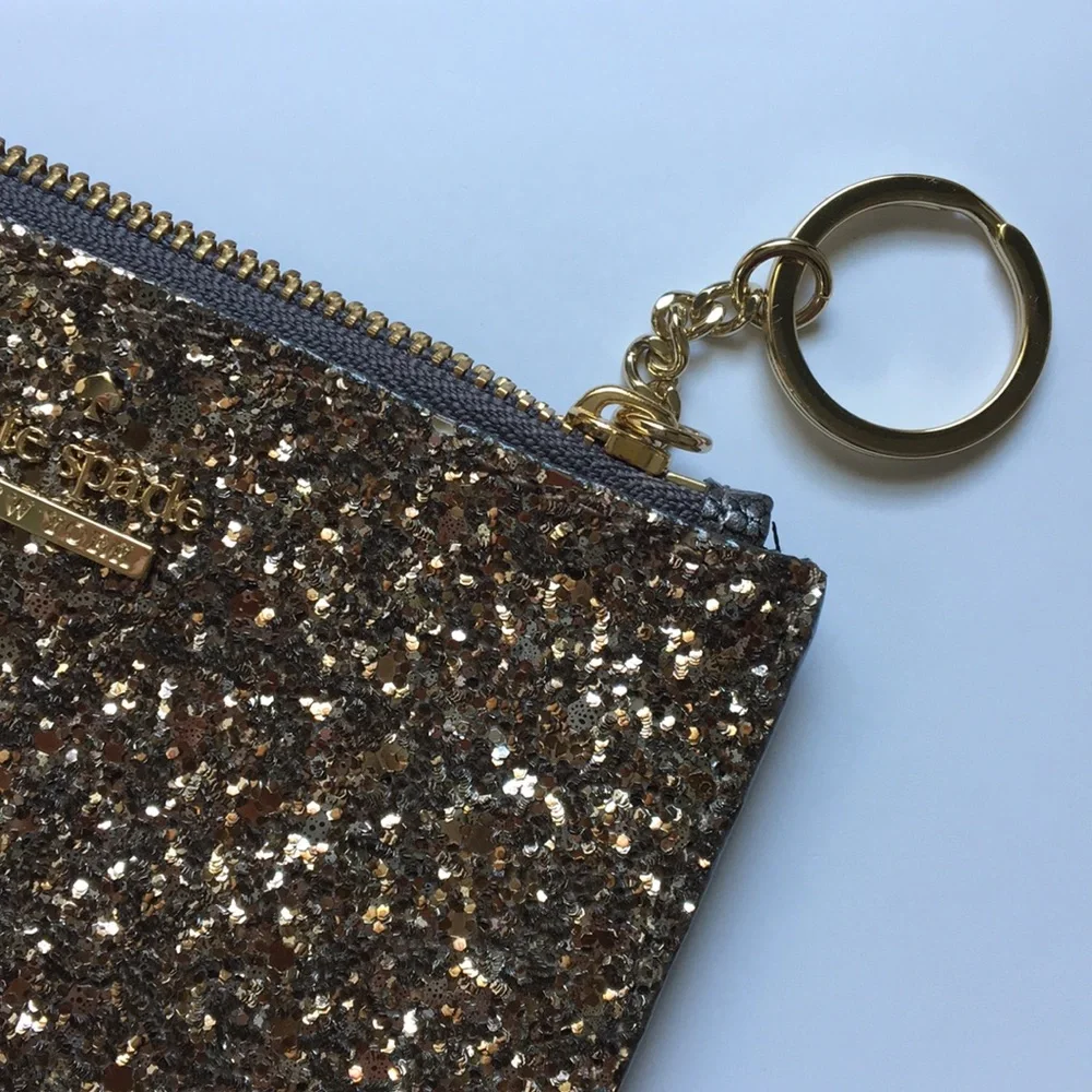 🍦HOST PICK🍦Kate Spade NWT Bitsy Laurel Way Glitter Gunmetal Silver Gold sparkle